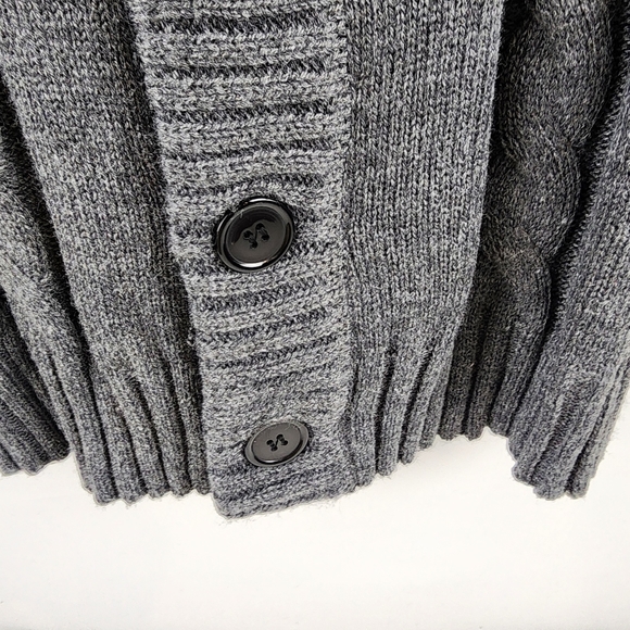 PJ Paul Jones Men L Charcoal Gray Stand Collar Cable Knit Cardigan Sweater NWT - Picture 4 of 7
